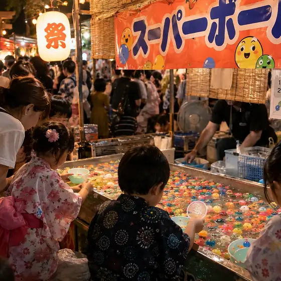 スーパーボールすくいの屋台（夜）